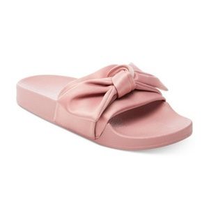 Steve Madden Pink Satin Bow Slide Sandals